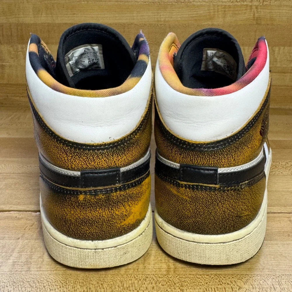 Nike Air Jordan 1 Mid SE Wear-Away Taxi Black Yellow DQ8417-071 Mens 12